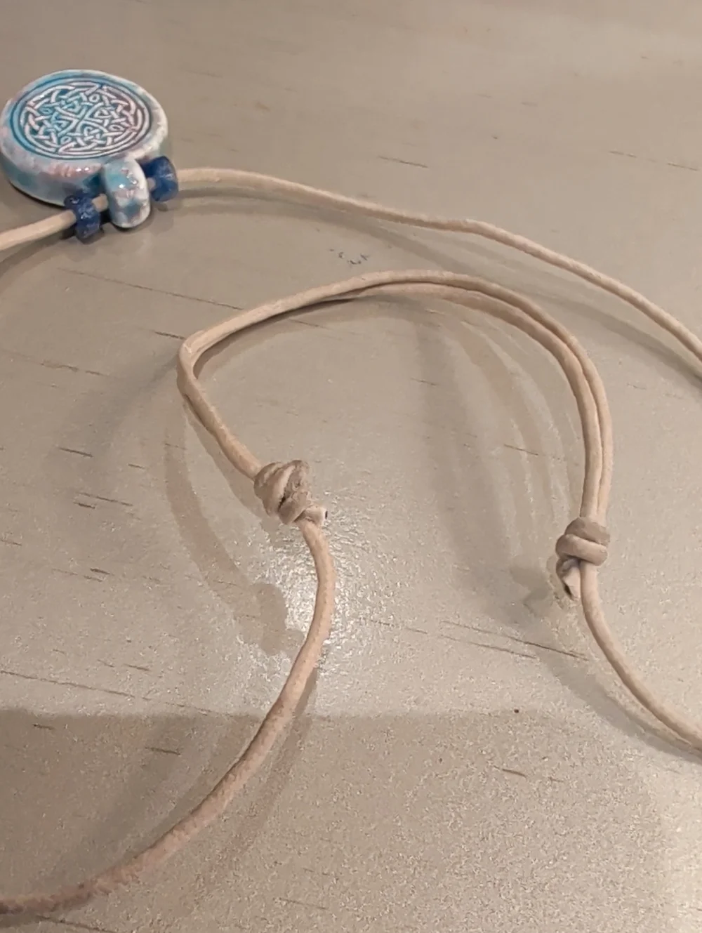Handmade Celtic Eternity Knot Beaded Adjustable Cord Necklace